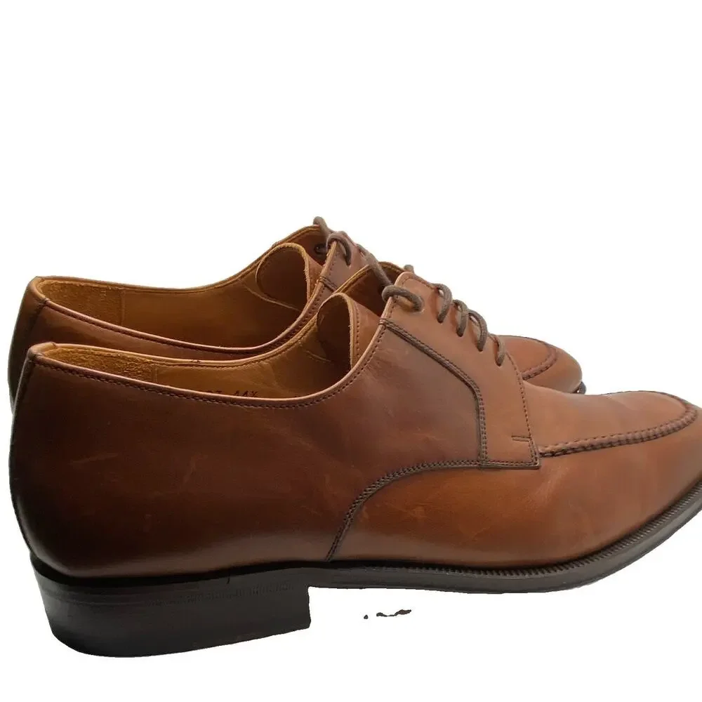 Magnanni 9803 Men’s 11.5 Cognac Brown Leather Lace Up Dress Shoes Made Spain